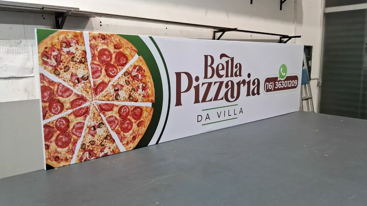Projeto de comunicação visual produzido pela W.Art para Bella Pizzaria da Villa
